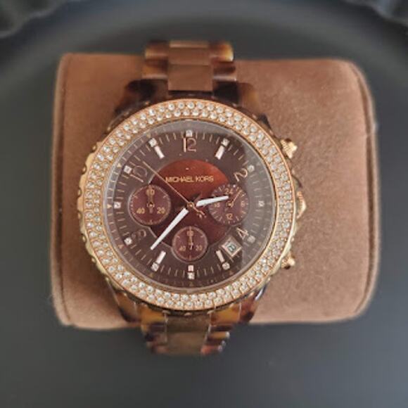 Michael Kors Ladies Rose Gold Watch Tortoise Shell and Rose Gold Band MK5416 - Picture 8 of 9